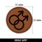 Doubled Male Sign Gay Gender Symbol Round Iron-On Engraved Faux Leather Patch Applique - 2.5"